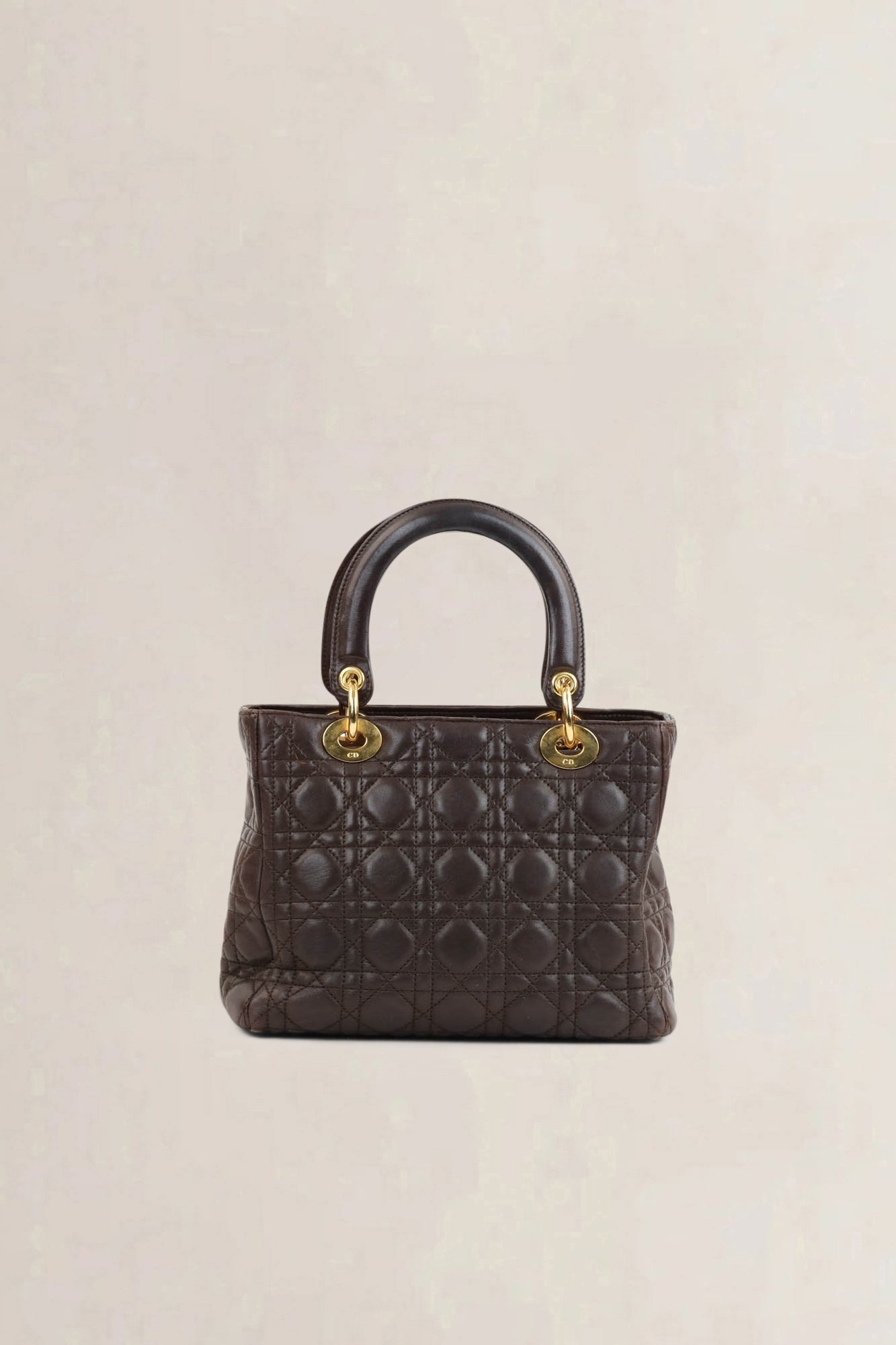 Christian Dior Brown Lady Dior Top Handle Bag