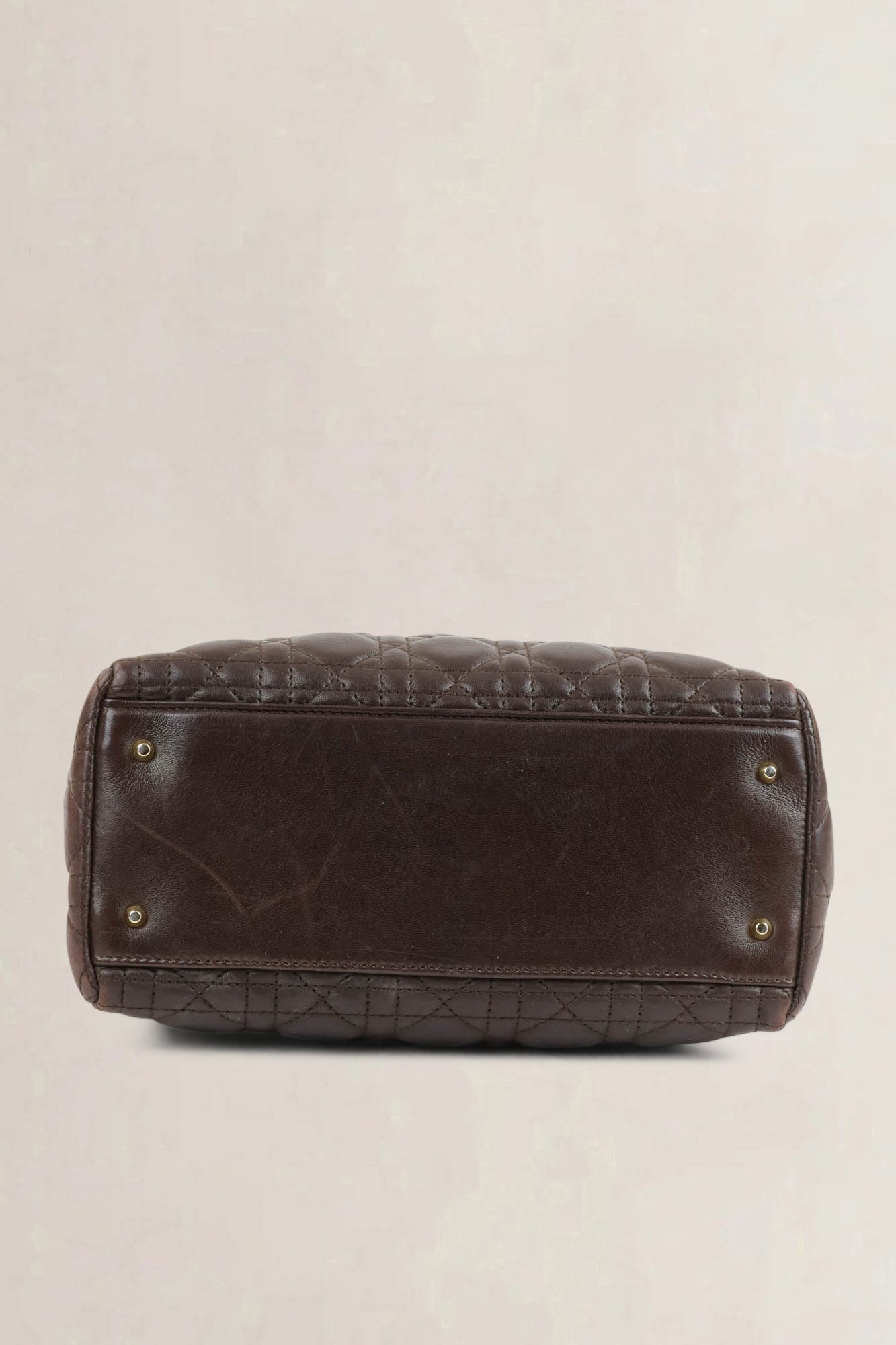 Christian Dior Brown Lady Dior Top Handle Bag