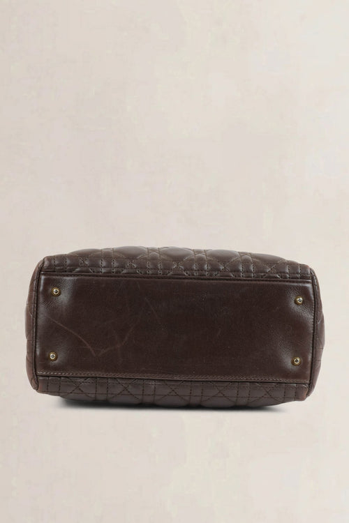 Christian Dior Brown Lady Dior Top Handle Bag