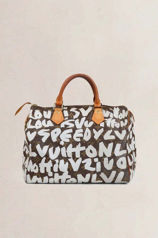 Louis Vuitton Brown Speedy 30 Graffiti Monogram Canvas Top Handle Bag