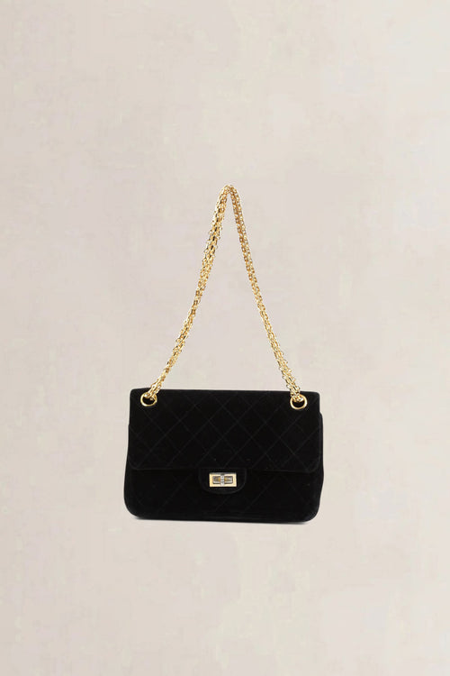 Chanel Vintage Black 2.55 Velvet Crossbody Bag