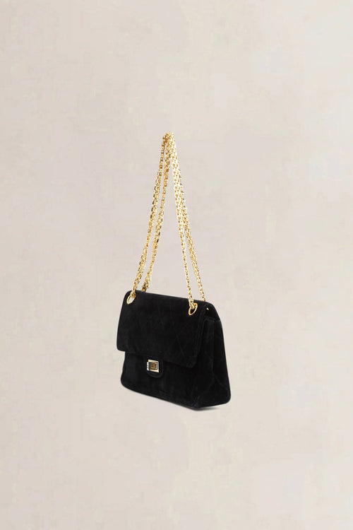 Chanel Vintage Black 2.55 Velvet Crossbody Bag