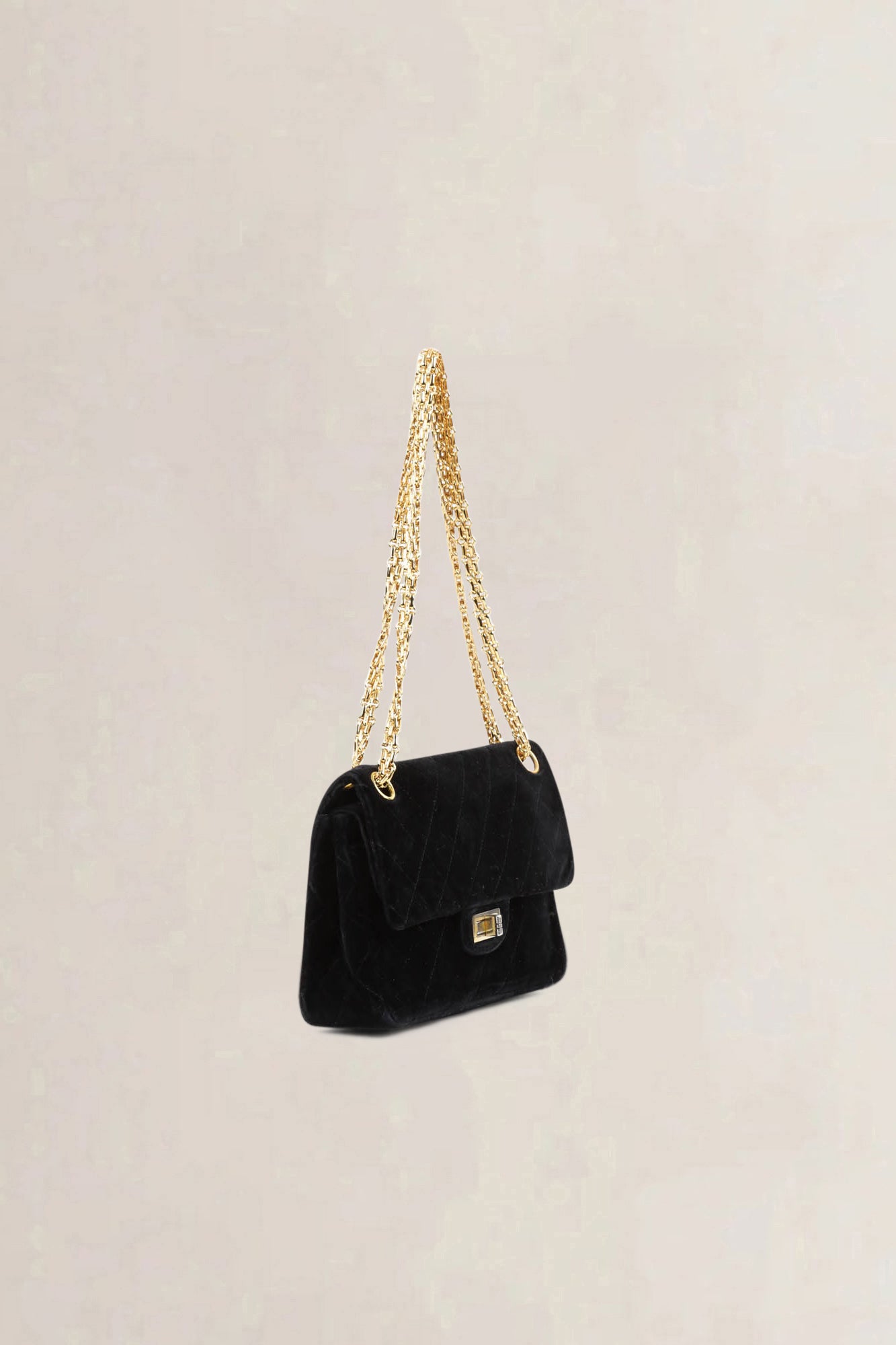 Chanel Vintage Black 2.55 Velvet Crossbody Bag