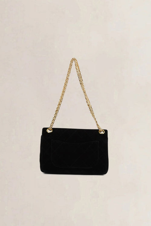 Chanel Vintage Black 2.55 Velvet Crossbody Bag
