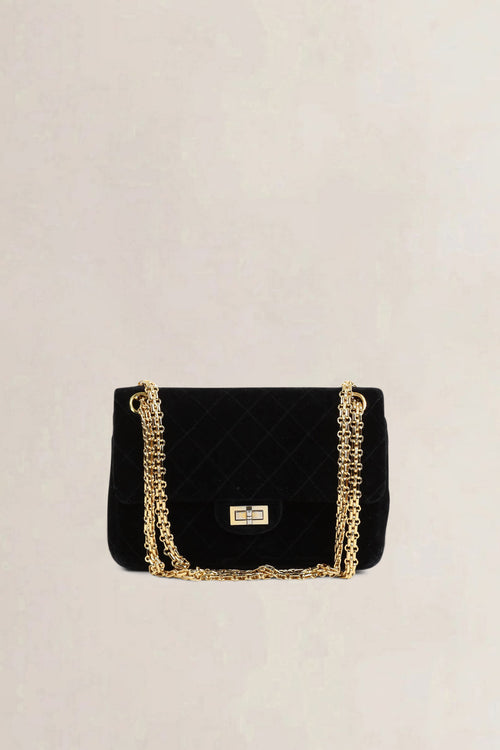 Chanel Vintage Black 2.55 Velvet Crossbody Bag