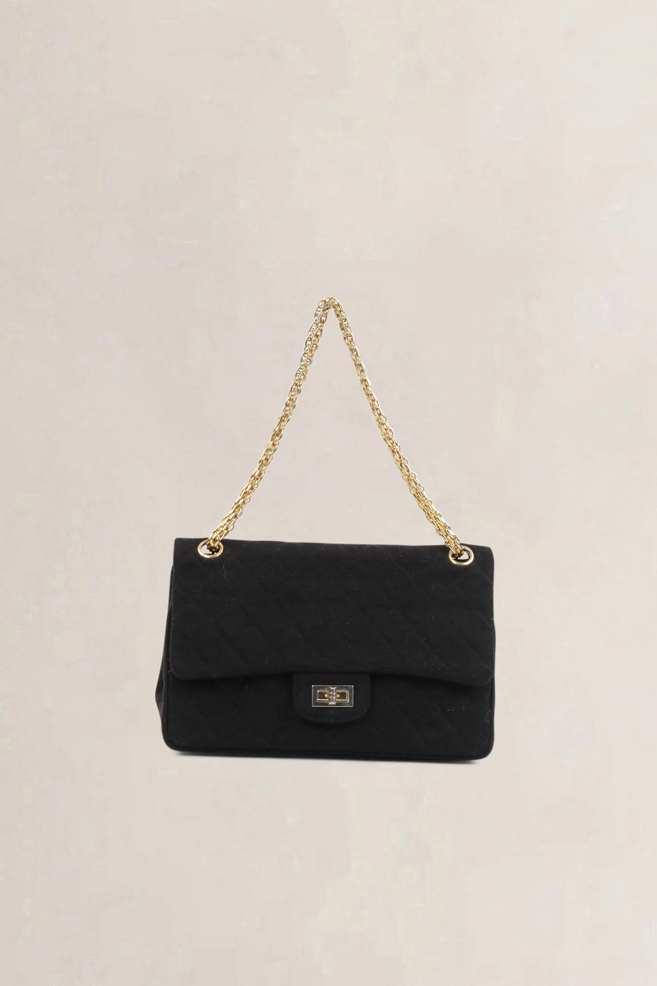 Chanel Vintage Black Cloth Shoulder Bag