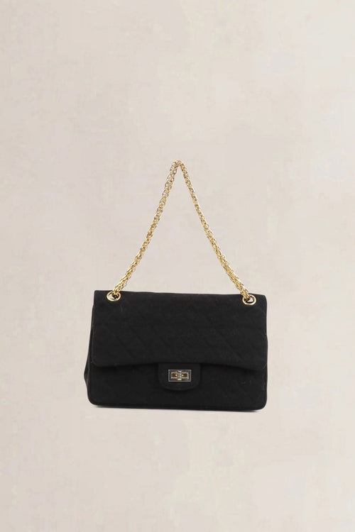 Chanel Vintage Black Cloth Shoulder Bag
