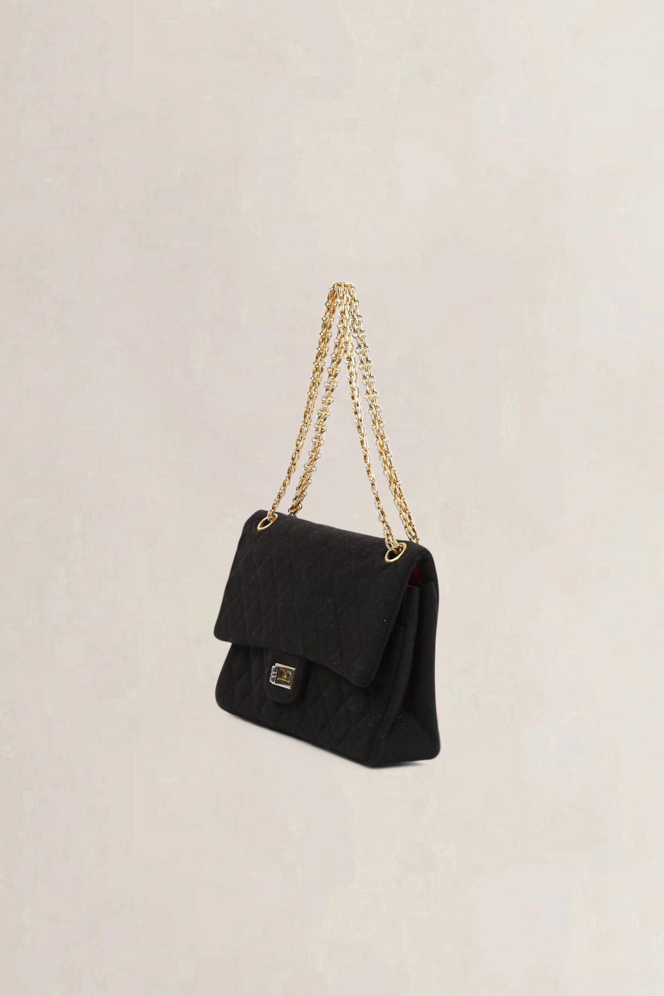 Chanel Vintage Black Cloth Shoulder Bag