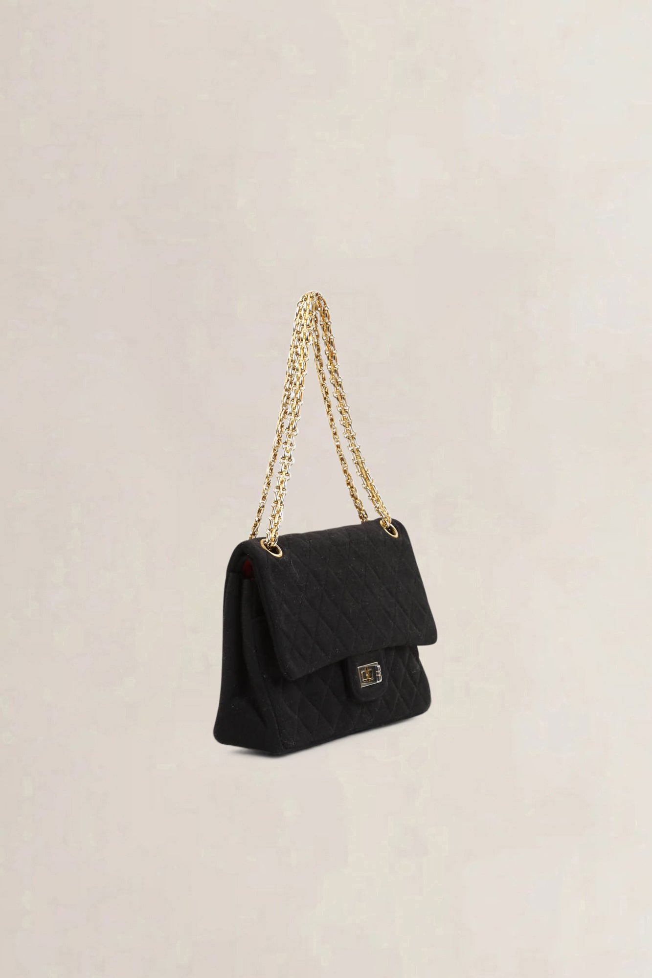Chanel Vintage Black Cloth Shoulder Bag