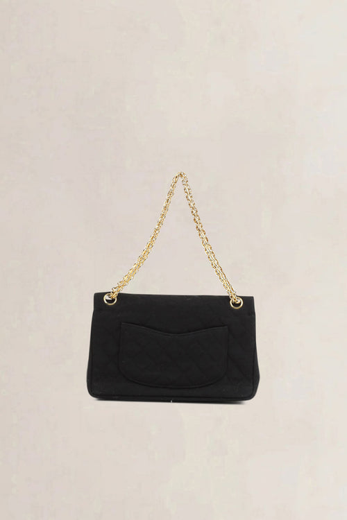 Chanel Vintage Black Cloth Shoulder Bag