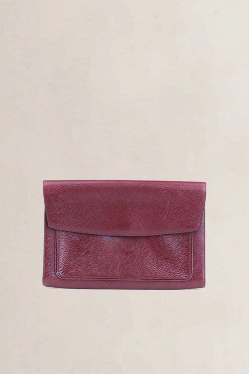 Delvaux Burgundy Leather Clutch