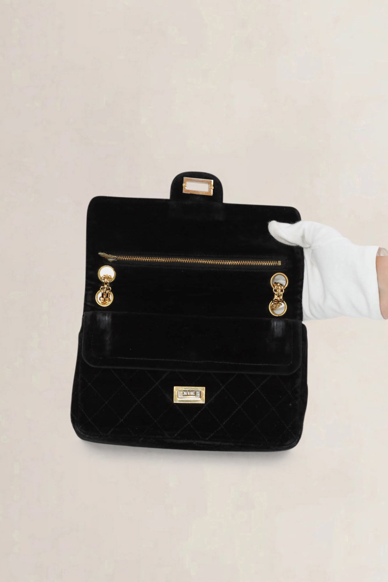 Chanel Vintage Black 2.55 Velvet Crossbody Bag