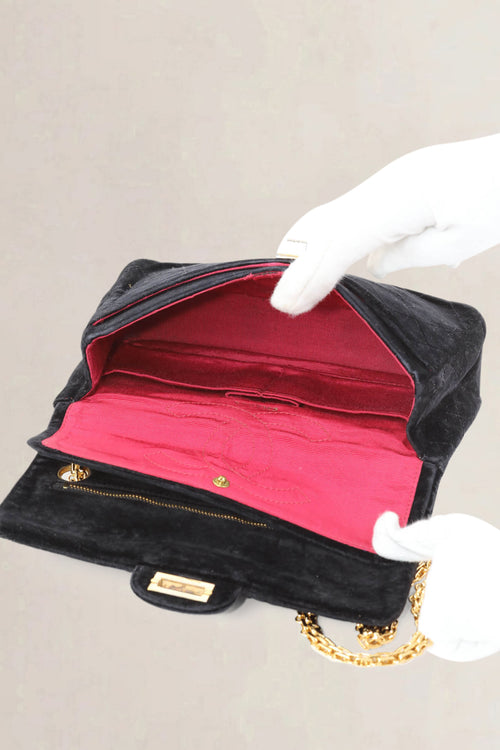 Chanel Vintage Black 2.55 Velvet Crossbody Bag