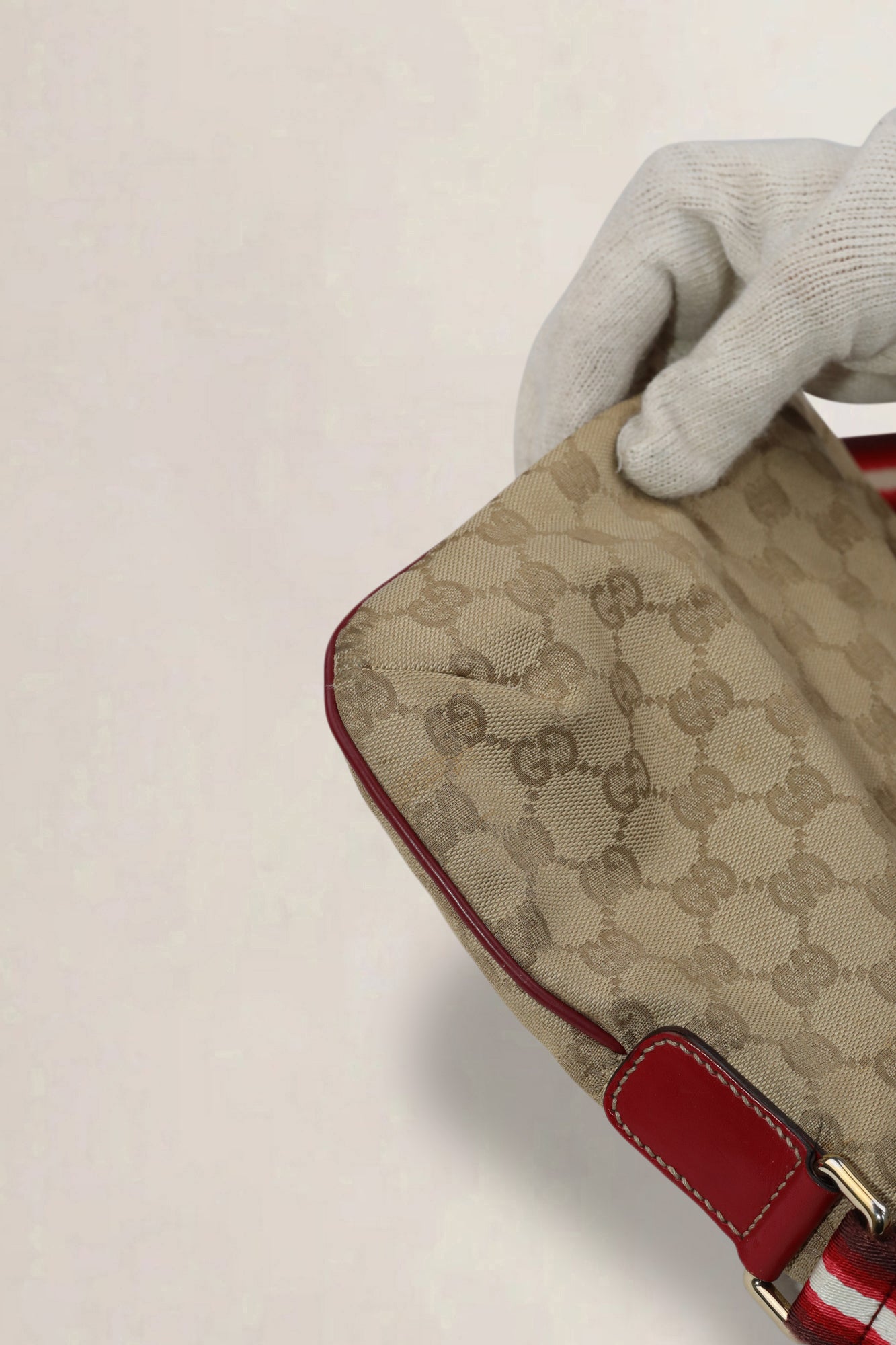 Gucci Brown Monogram Web Flat Messenger Crossbody Bag