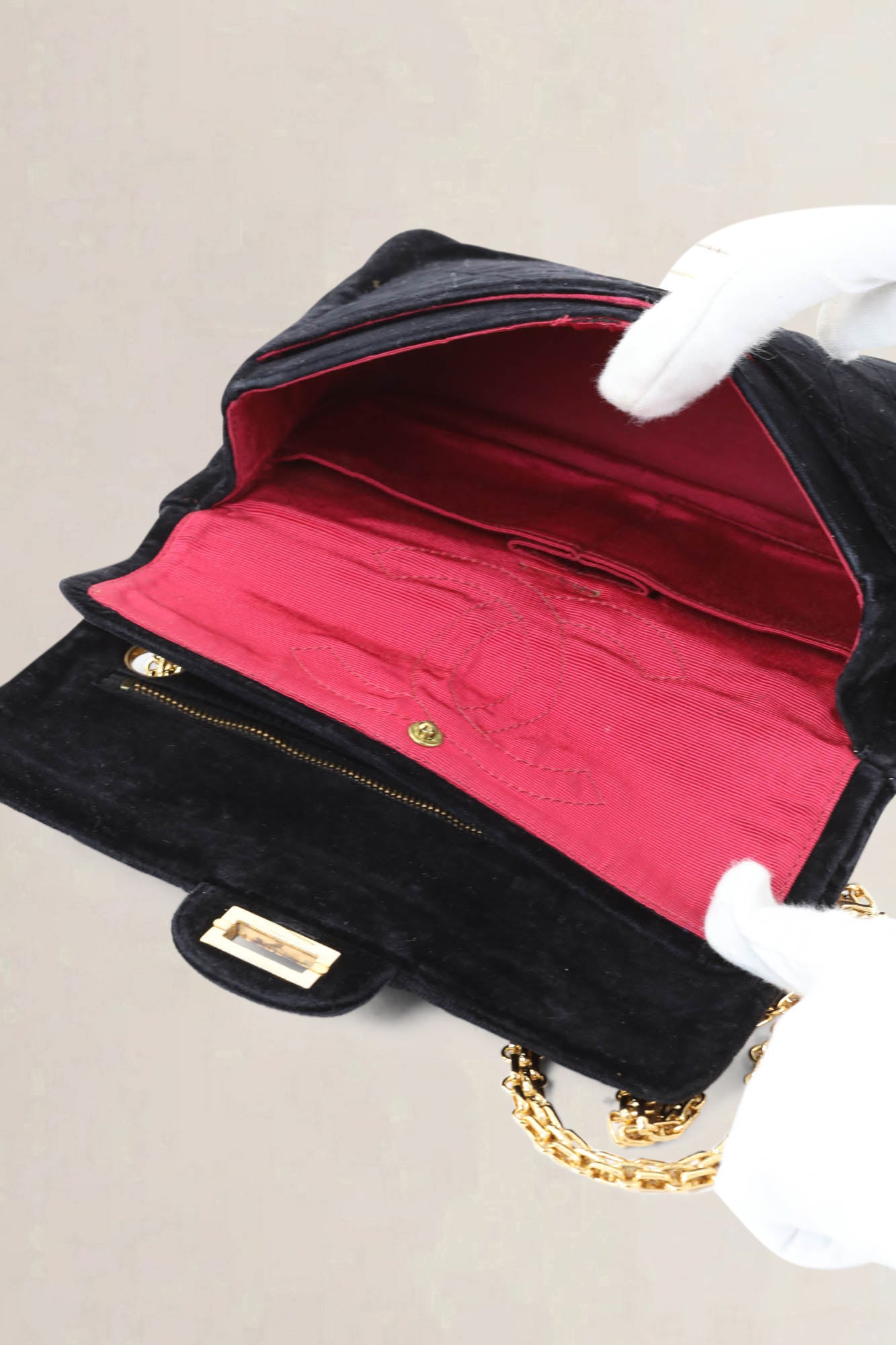 Chanel Vintage Black 2.55 Velvet Crossbody Bag