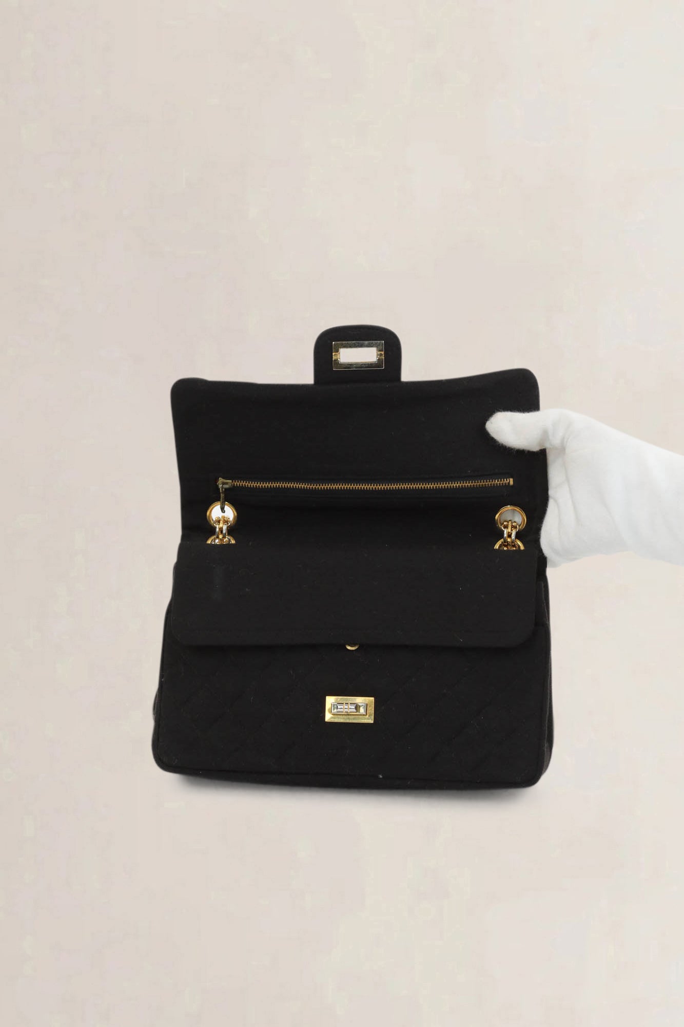 Chanel Vintage Black Cloth Shoulder Bag