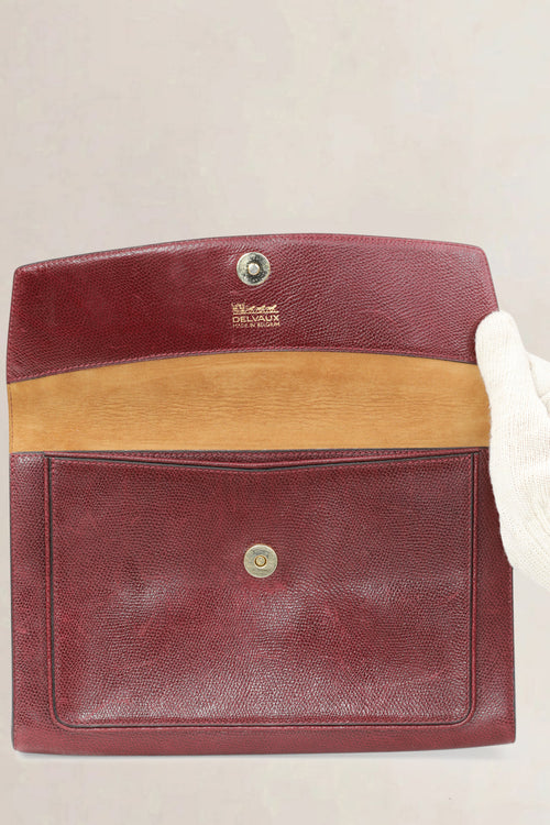 Delvaux Burgundy Leather Clutch