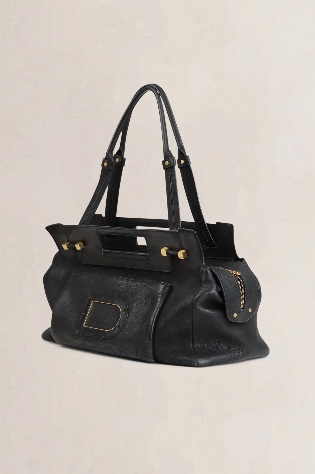 Delvaux Black Leather Benjamin Shoulder Bag