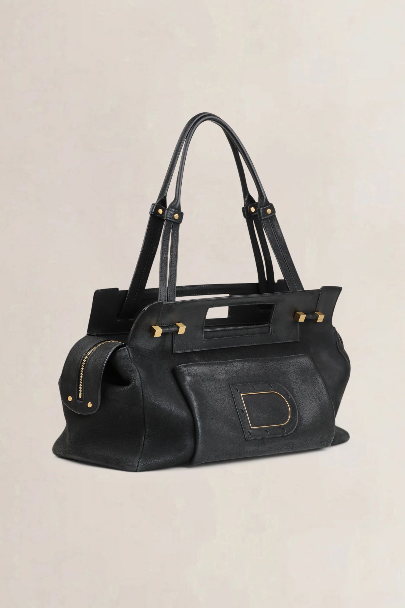 Delvaux Black Leather Benjamin Shoulder Bag