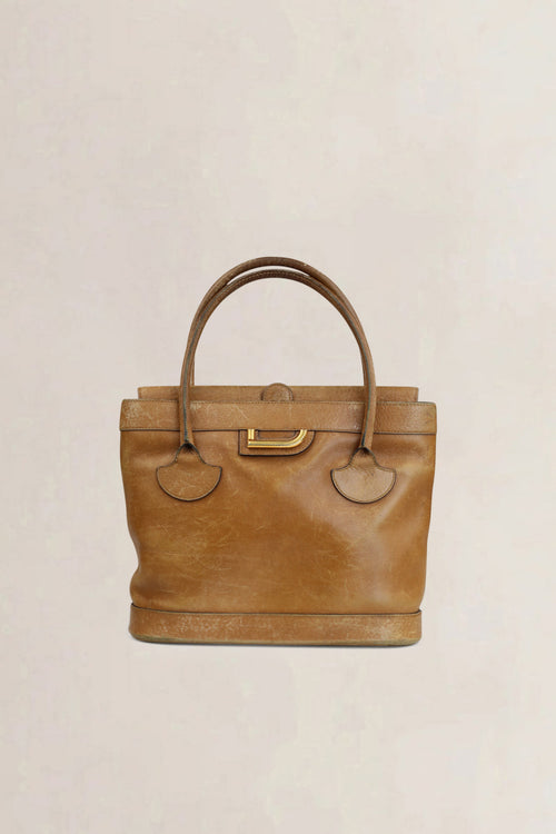 Delvaux Camel Top Handle Bag