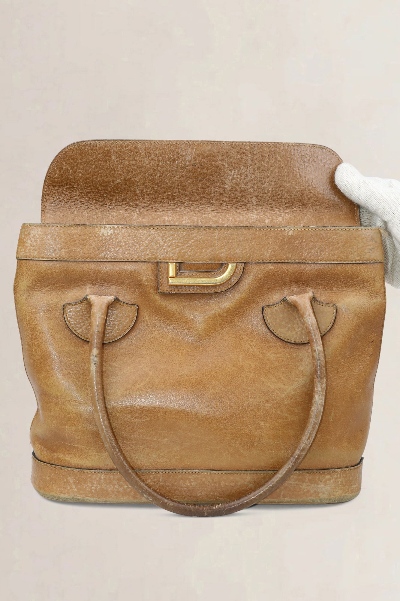 Delvaux Camel Top Handle Bag