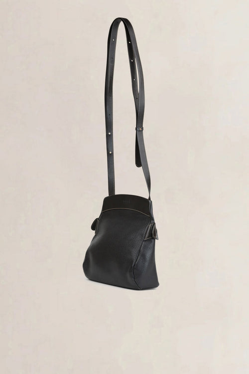 Deux de Delvaux Black Leather Quarante-Neuf Frégate Crossbody Bag