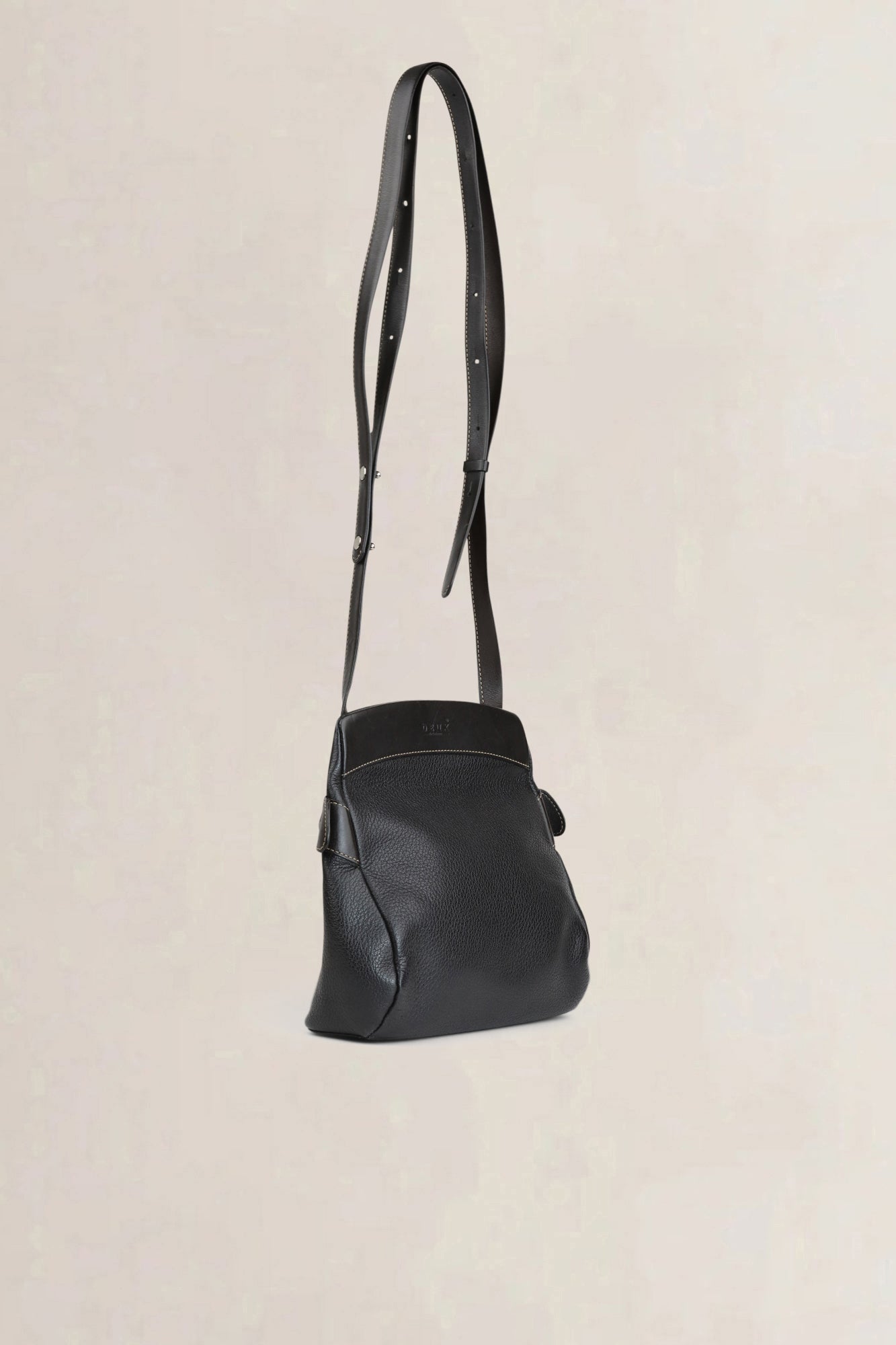 Deux de Delvaux Black Leather Quarante-Neuf Frégate Crossbody Bag