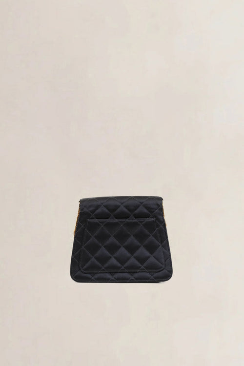 Chanel 1997 - 1999 Black Quilted Satin Evening Crossbody Bag
