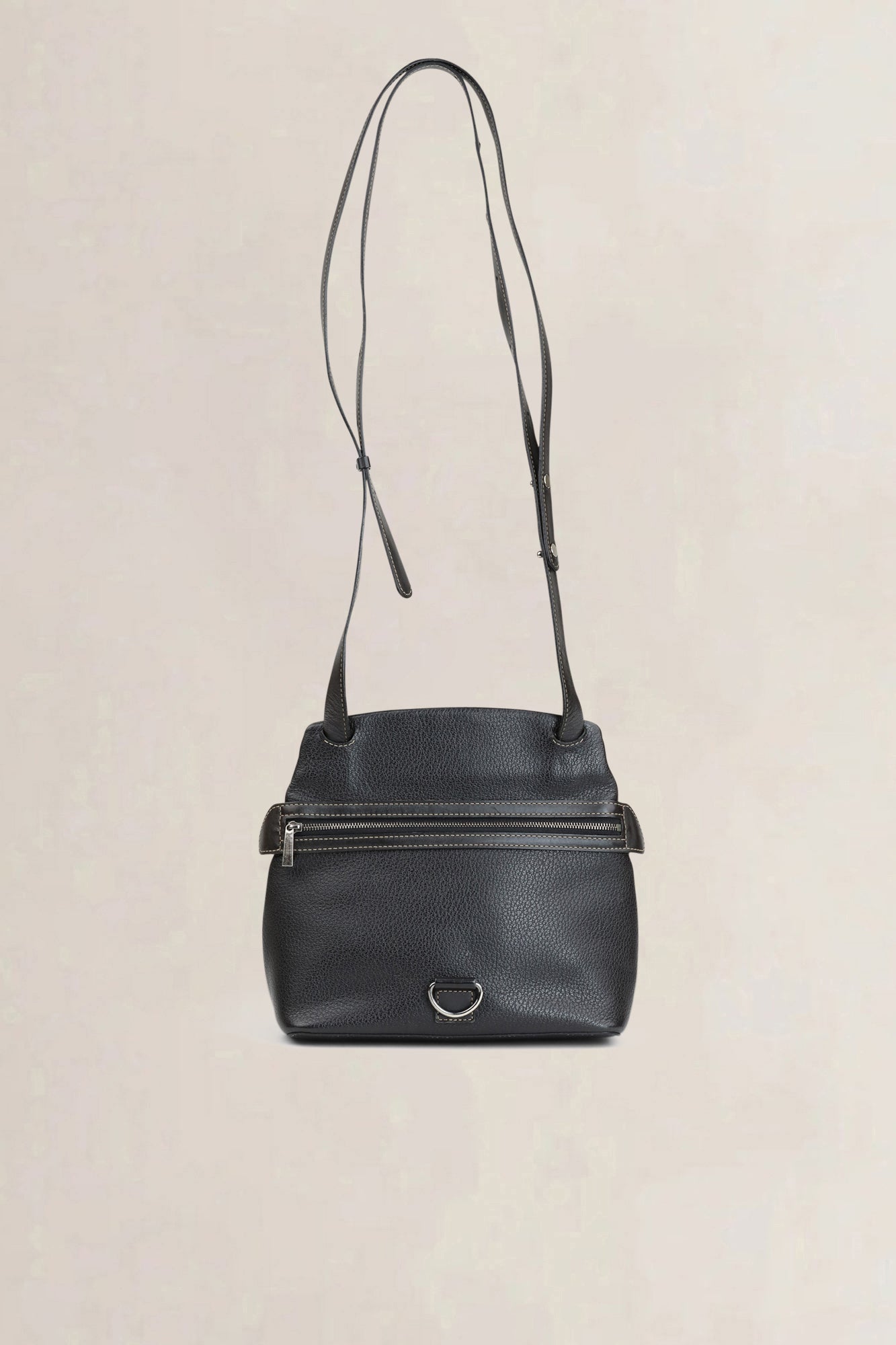 Deux de Delvaux Black Leather Quarante-Neuf Frégate Crossbody Bag