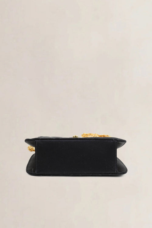 Chanel 1997 - 1999 Black Quilted Satin Evening Crossbody Bag