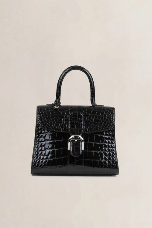 Delvaux Brillant Black Crocodile MM Crossbody Bag