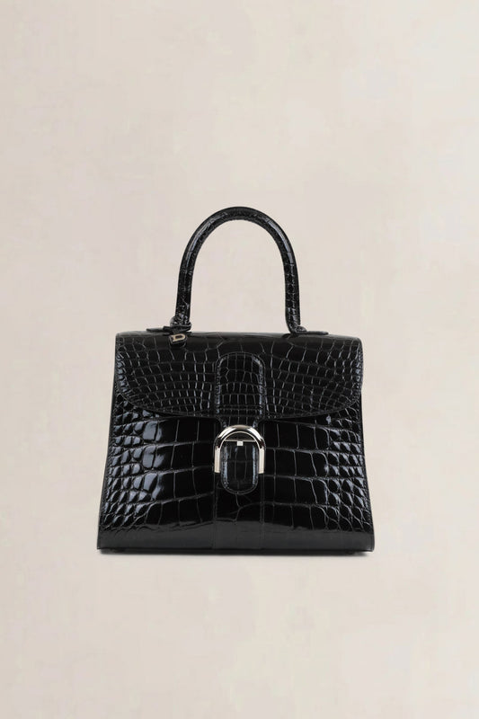 Delvaux Brillant Black Crocodile MM Crossbody Bag