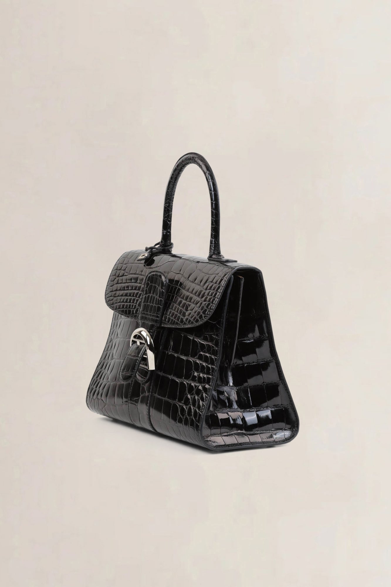 Delvaux Brillant Black Crocodile MM Crossbody Bag