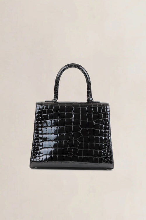 Delvaux Brillant Black Crocodile MM Crossbody Bag