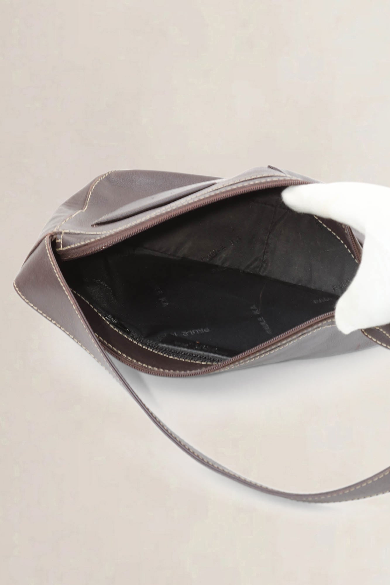 Paule Ka Brown Leather Shoulder Bag
