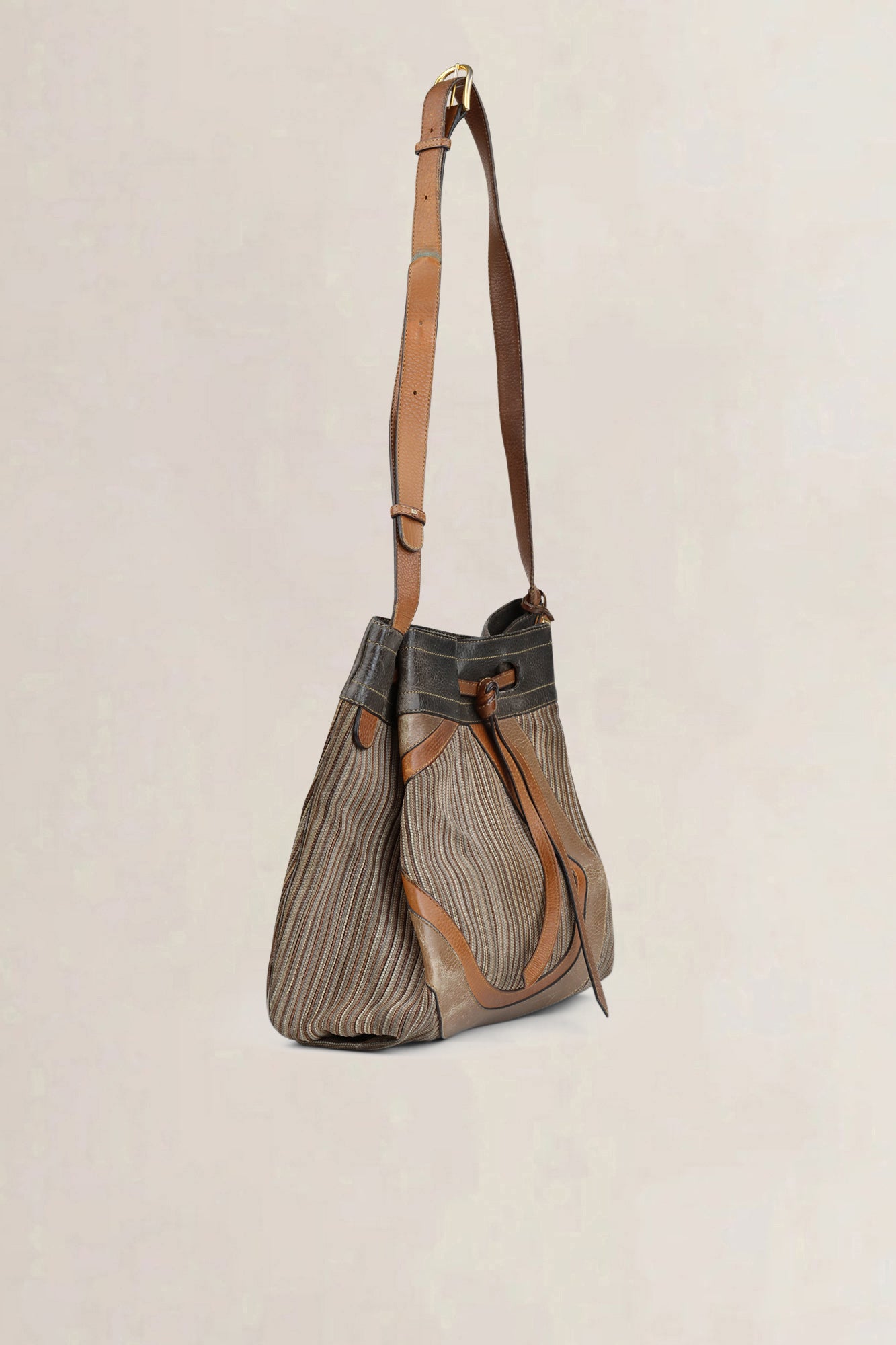 Delvaux Brown Toile De Cuir Desert Crossbody Bag