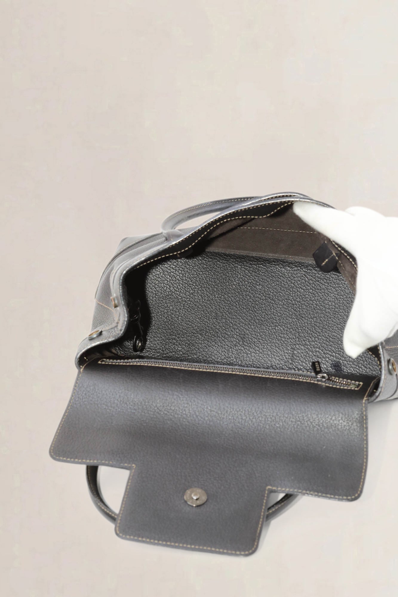 Deux De Delvaux Black Le Dix Top Handle Bag