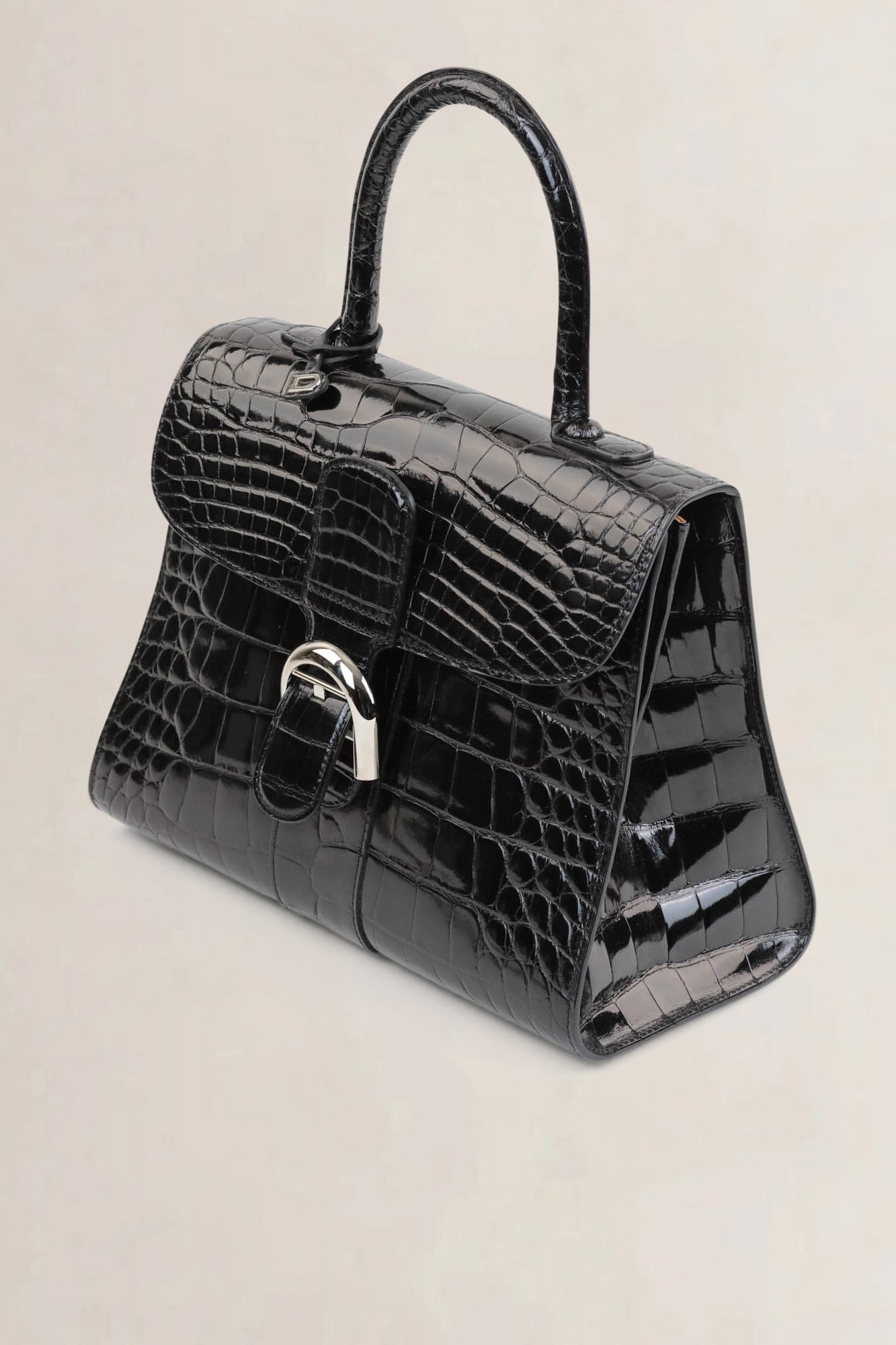 Delvaux Brillant Black Crocodile MM Crossbody Bag