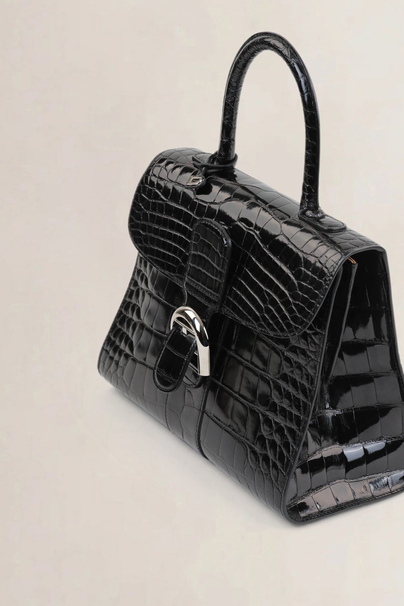 Delvaux Brillant Black Crocodile MM Crossbody Bag
