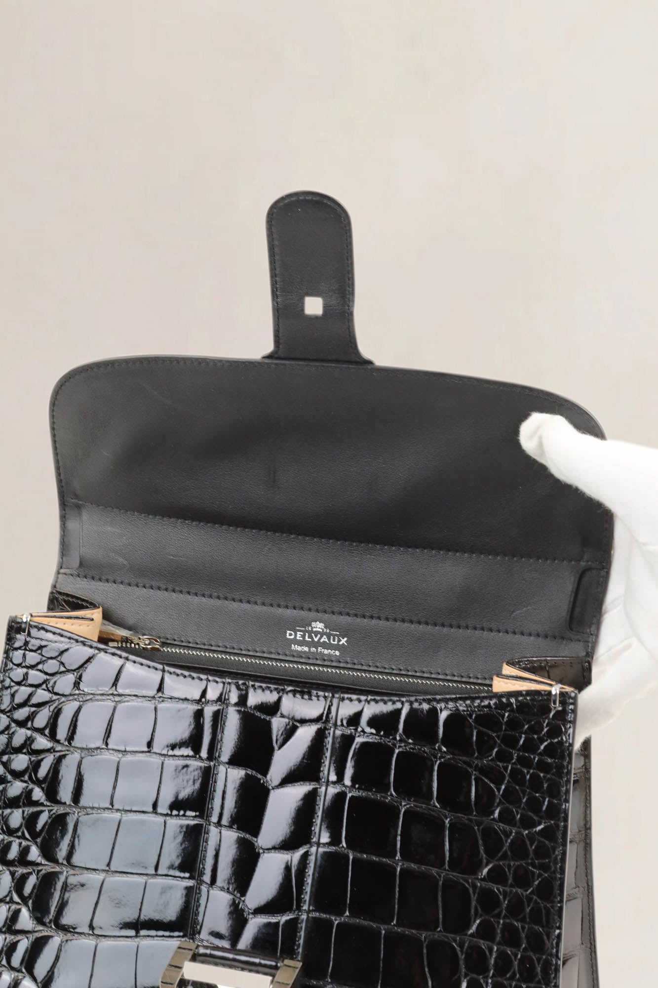 Delvaux Brillant Black Crocodile MM Crossbody Bag