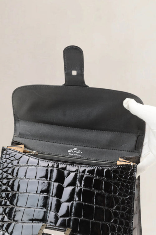 Delvaux Brillant Black Crocodile MM Crossbody Bag