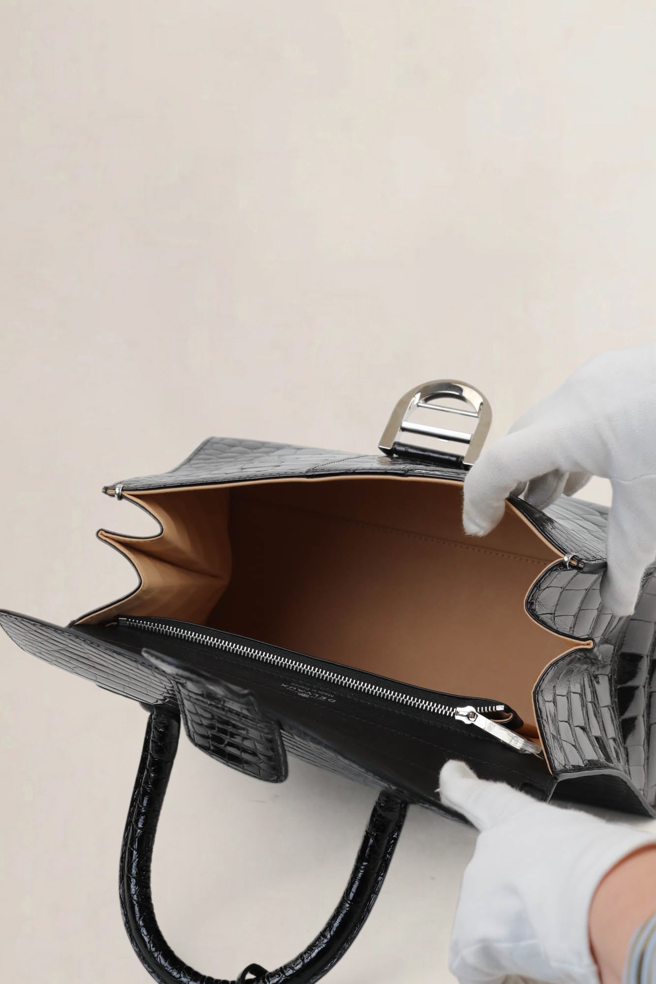 Delvaux Brillant Black Crocodile MM Crossbody Bag