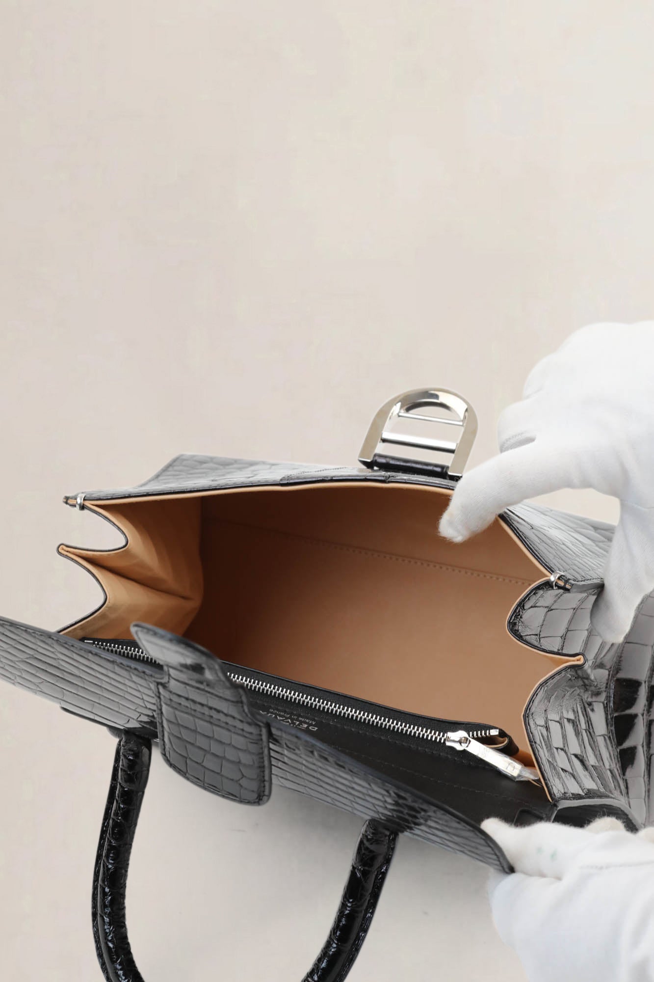 Delvaux Brillant Black Crocodile MM Crossbody Bag