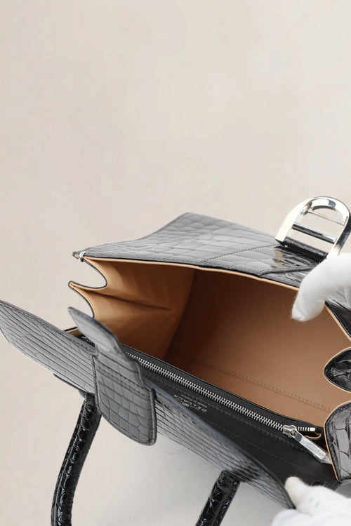 Delvaux Brillant Black Crocodile MM Crossbody Bag