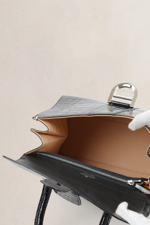 Delvaux Brillant Black Crocodile MM Crossbody Bag