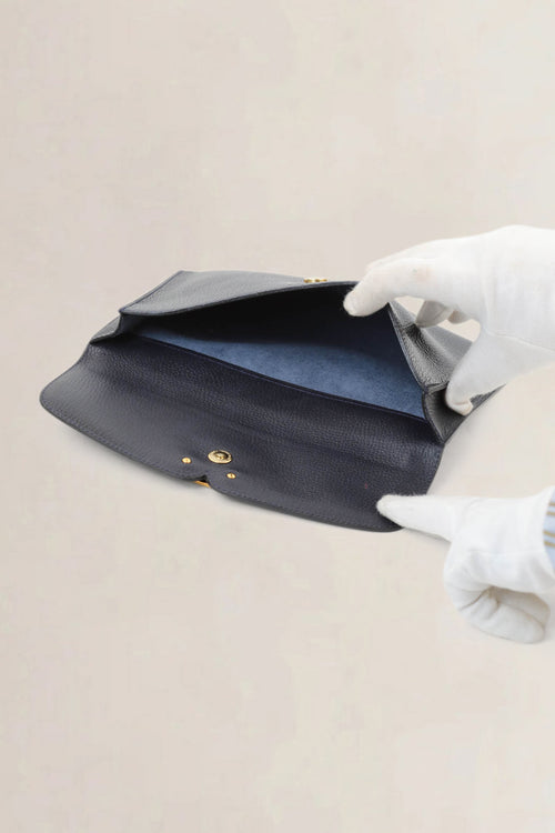 Delvaux Blue Leather Clutch