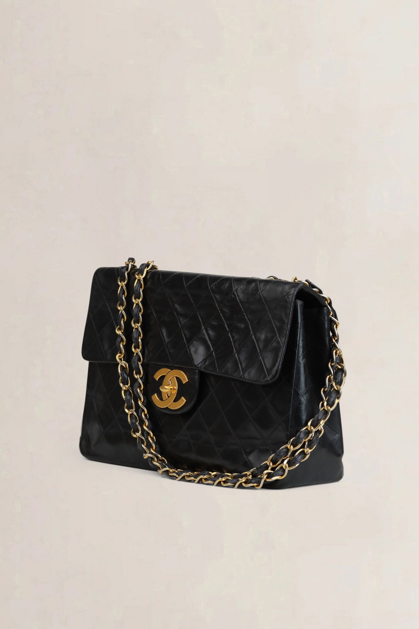 Chanel Zwarte Vintage Maxi Tijdloze Flap Bag