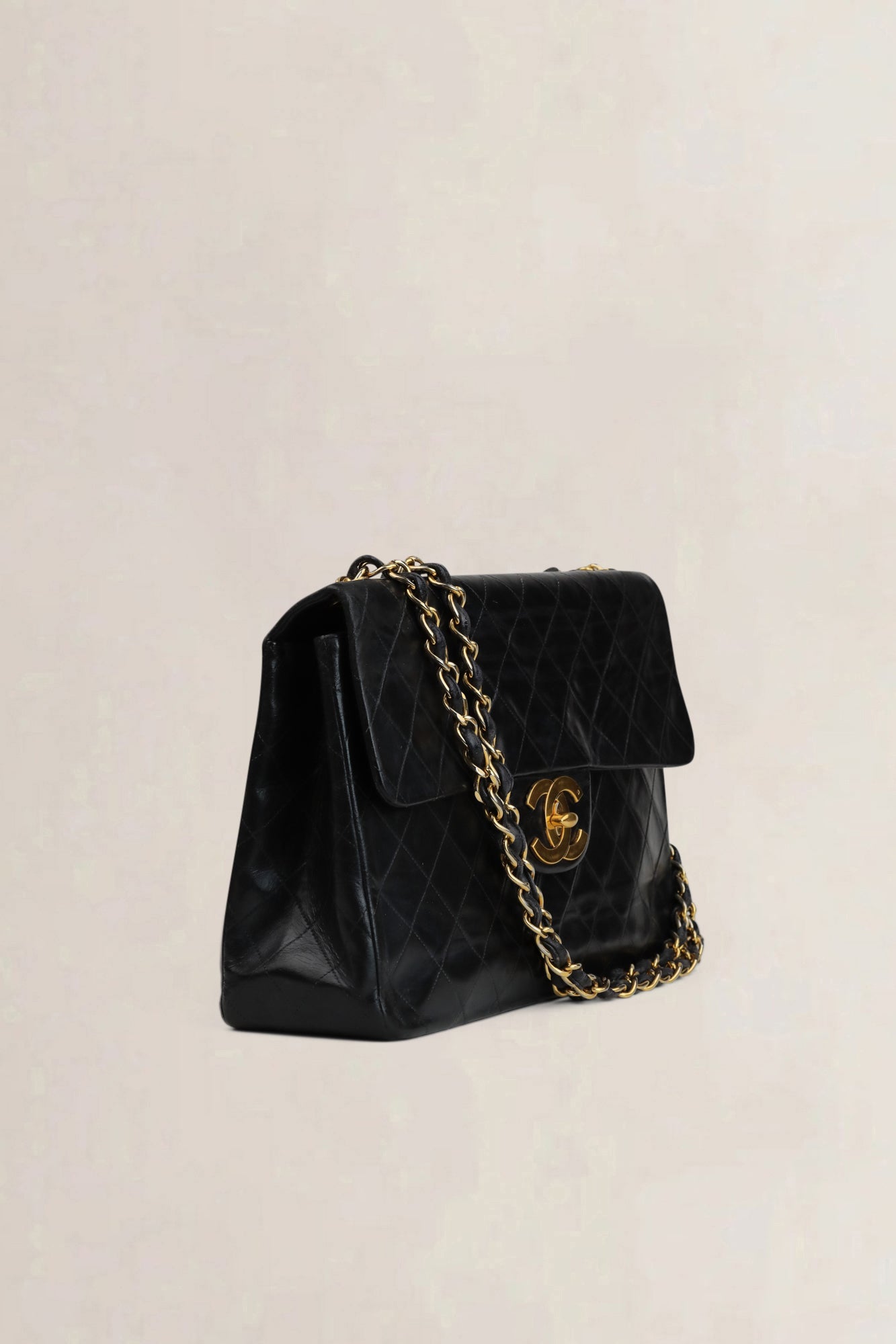 Chanel Zwarte Vintage Maxi Tijdloze Flap Bag