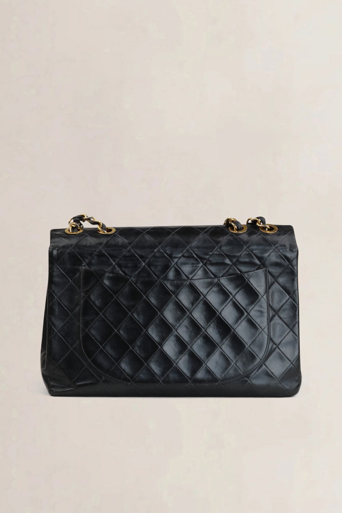 Chanel Zwarte Vintage Maxi Tijdloze Flap Bag