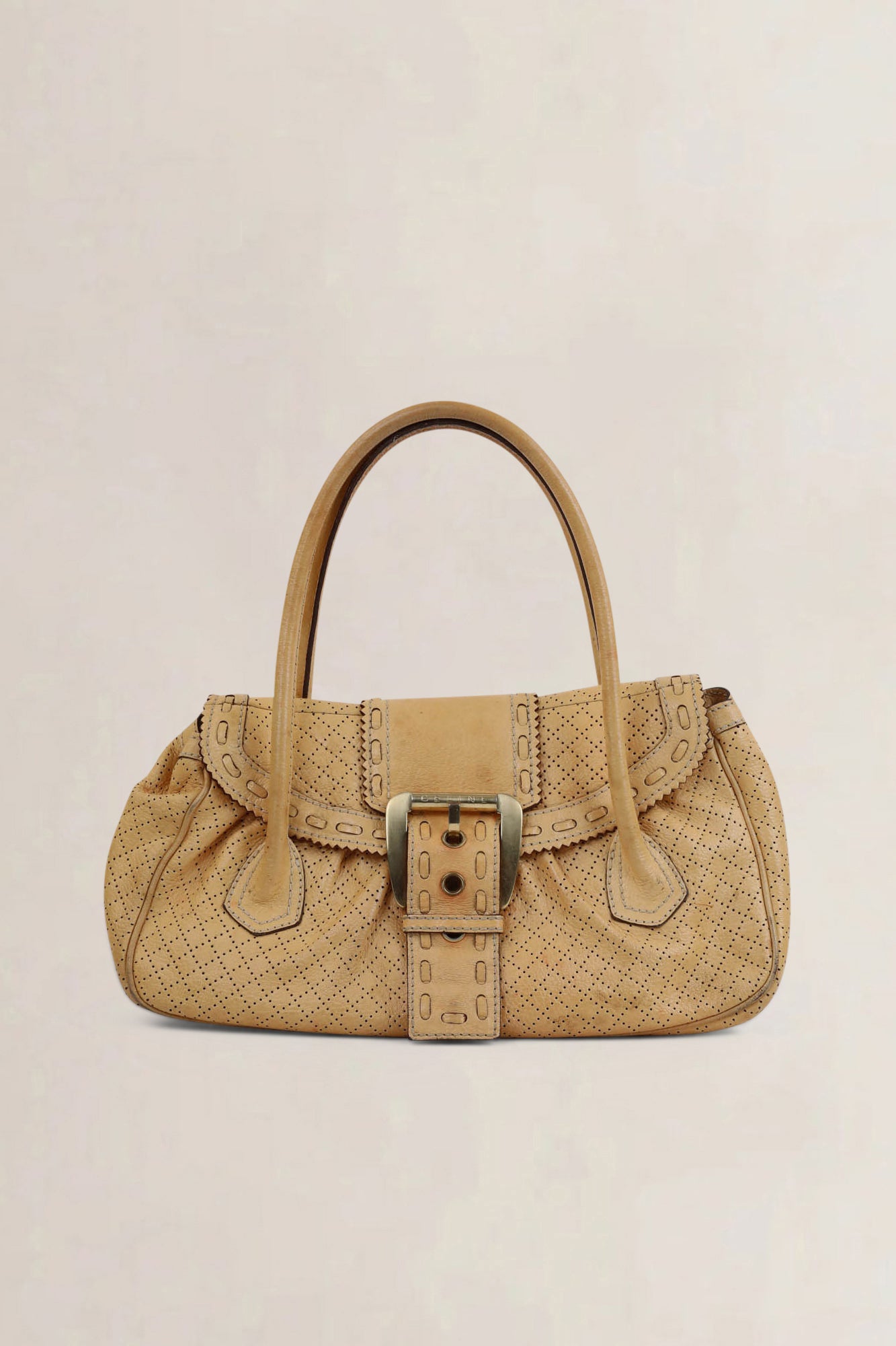Céline Brown Leather Eyelet Satchel Shoulder Bag